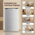 BANGSON 3.2 Cu.ft Mini Fridge with Freezer, Small Refrigerator Single Door - Compact Mini Fridge for Bedroom, Dorm or Office, Adjustable 5-Temp Control, Energy Efficient & Low Noise,, Silver