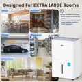 DuraComfort 50 Pint Dehumidifier for 4500 sq ft Basement & Large Rooms, Portable with Drain Hose, Powerful Humidity Control