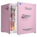 Upstreman 1.7 Cu.Ft Retro Mini Fridge, Low Noise, Energy Saving, Adjustable Thermostat, Single Door, Side Bottle Opener, Metal Handle, Compact Refrigerator for Office, Bedroom, Dorm-FR17 PRO (Pink)