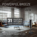Lasko Elevation Adjustable Tower Fan 42”-54”, Pedestal Fan, 31 ft/s Airflow, Quiet 28 dB, 90° Oscillation, 12h Timer, Remote, Black, EST100