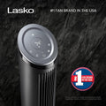 Lasko Ascend Tower Fan with Remote, 36" Floor Fans for Home Bedroom, 29 ft/s Airflow, 90° Oscillation, Air Filter, Black, OST100
