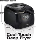 Hamilton Beach Cool Touch Electric Deep Fryer with Basket and Lid, 2 Liters / 8 Cups Oil Capacity, Adjustable Temperature, 1500 Watts for Fast Heat-up, viewing Window Easy to Clean, Black (35021)