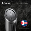 Lasko Apex Tower Fans Oscillating Quiet 42" - 29 ft/s Airflow, 28 dB, 90° Oscillation, 12H Timer, Air Filter for Hair & Dust, Remote, Black, Floor Fans for Home Bedroom, RST200