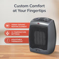 Lasko Portable Indoor Electric Ceramic Space Heater with Tip-Over Safety Switch, Overheat Protection and Thermostat, 2 Speeds, Safe for Home, 9.2 Inches, Dark Gray, 1500W, 754201