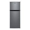 Galanz 4.6. Cu ft Two Door Mini Refrigerator with Freezer, Stainless Steel, New, Width 19.13"