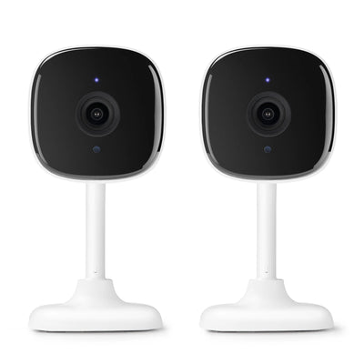 Merkury Smart Indoor Camera 1080p - Wi-Fi Security Cam with Night Vision, White (2-Pack)