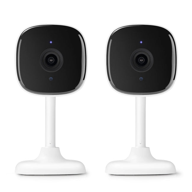 Merkury Smart Indoor Camera 1080p - Wi-Fi Security Cam with Night Vision, White (2-Pack)
