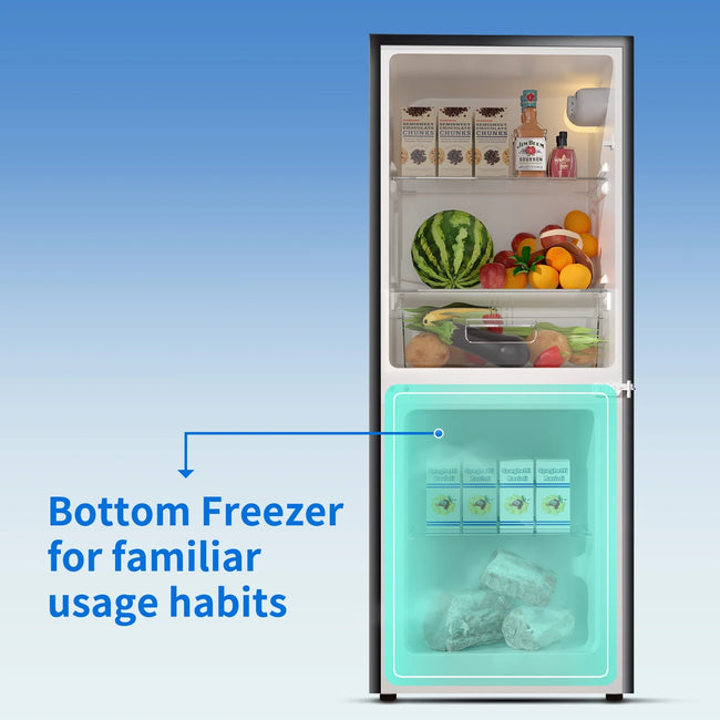 BANGSON 4.0 Cu.ft Small Refrigerator with Freezer,2 Door, Small Fridge with Freezer with Bottom Freezer,Silver