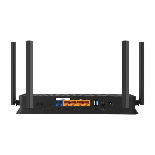 TP-Link Dual-Band BE3600 WiFi 7 Router with dual 2.5Gbps Ports, USB 3.0, 4x External Antennas, Parental Controls, and HomeShield. Archer BE3600.