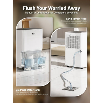 DuraComfort 8 Pints Dehumidifier with Drain Hose, Portable Dehumidifier for Basement and Room, Covers up to 1000 Sq.ft
