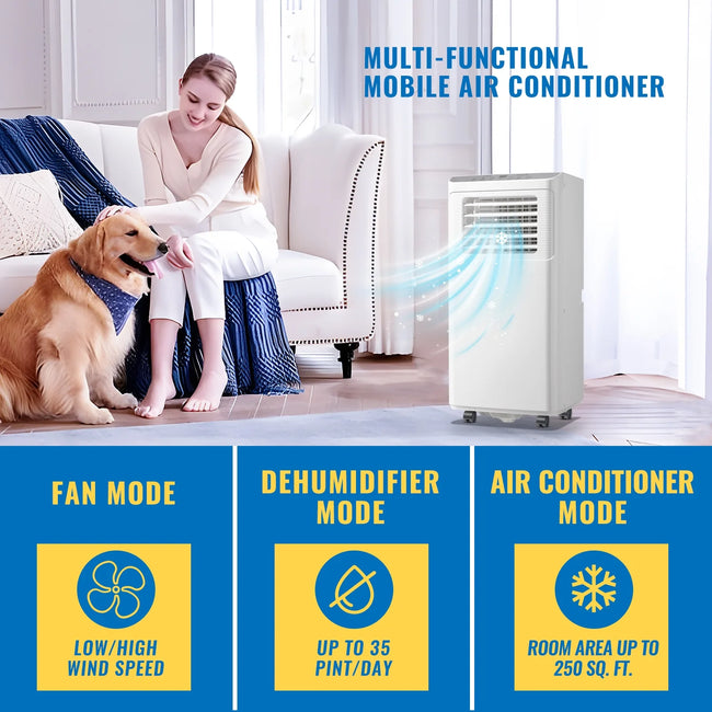 DEMULLER 4400BTU(8000 ASHRAE) Portable Air Conditioner with Remote, Covers up to 250 Sq.Ft. AC Unit