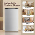 BANGSON 3.2 Cu.ft Mini Fridge with Freezer, Small Refrigerator Single Door - Compact Mini Fridge for Bedroom, Dorm or Office, Adjustable 5-Temp Control, Energy Efficient & Low Noise,, Silver