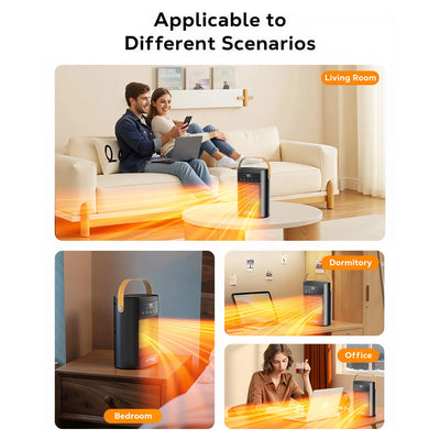 NFTIGB Small Portable Space Heater for Indoor with Remote, 1500W PTC Electric Heaters 70°Rotating, 12 H Timer,3 Modes, New