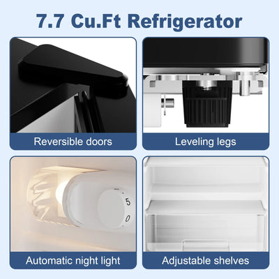 BANGSON 7.7 Cu.Ft Top Freezer Refrigerator for Apartments, Energy Saving, Adjustable Thermostat, Large Capacity, Low Noise, Silver