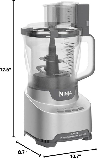 Ninja Food Processor, Professional XL, 1200 Peak-Watts, 4-in-1, Chopping, Slicing/Shredding, Purees, Dough, 12-Cup Processor Bowl, 2 Blades & 2 Discs, Feed Chute/Pusher, Black, NF701