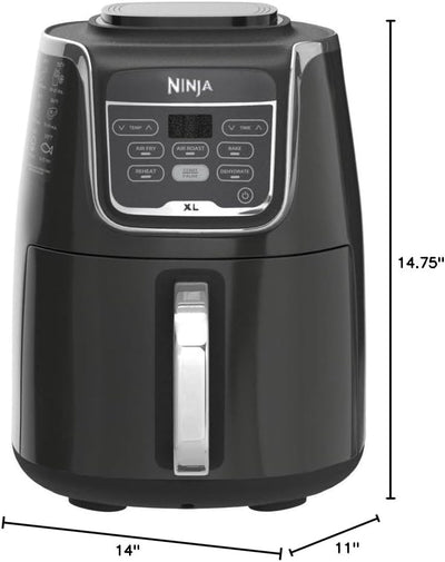 Ninja | XL Single Basket Air Fryer | 5.5 QT Capacity fits 3lbs of Wings | 5-in-1Air Fry, Roast, Bake,Reheat & Dehydrate |Dishwasher Safe Parts & Recipe Guide | Grey |AF150AMZ