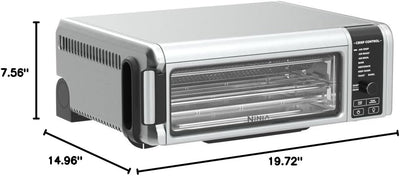 Ninja Digital Air Fryer & Toaster Oven | 8-in-1 Functionality | Flip-Up Design | XL Capacity | Air Fry Basket, Sheet Pan, Wire Rack & Crumb Tray | 1800 Watt | Silver | SP101