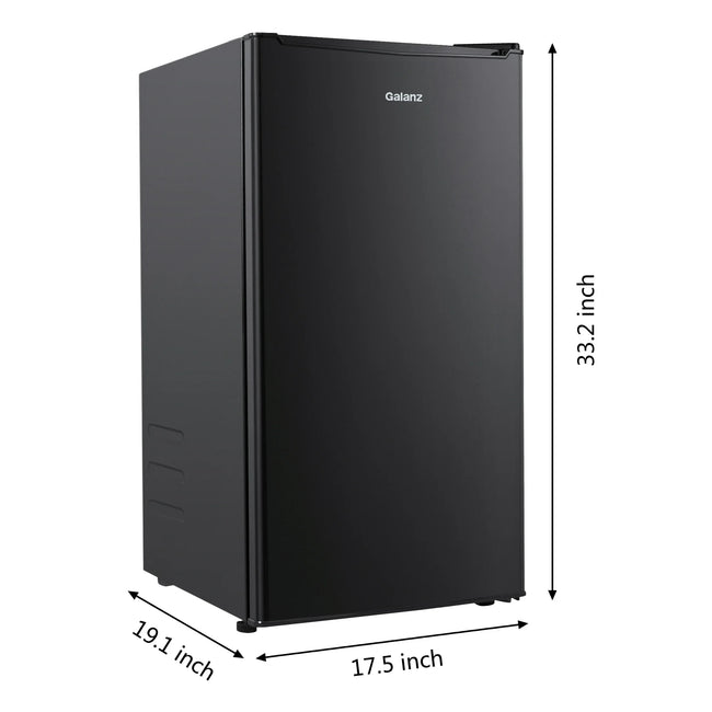 Galanz 3.3 Cu ft One Door Mini Fridge, Black Estar, New