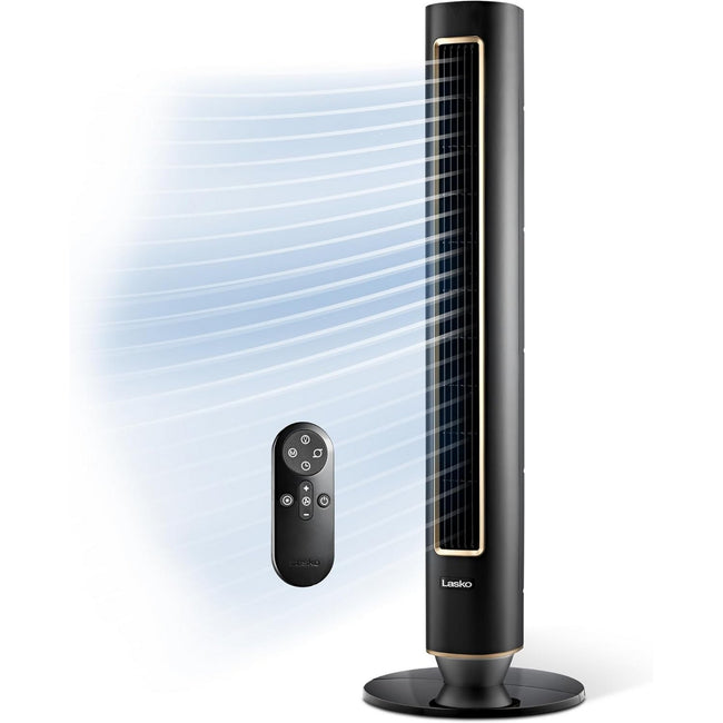 Lasko Pinnacle 40” Tower Fans for Home, 32 ft/s Airflow, Quiet 24dB, 90° Oscillation, Standing Fan for Bedroom with 24 Hour Timer, DC Motor, Air Filter for Hair & Dust, Night Light, Remote, DST100
