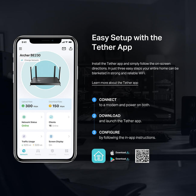 TP-Link Dual-Band BE3600 Wi-Fi 7 Router Archer BE230 | 4-Stream | 2×2.5G + 3×1G Ports, USB 3.0, 2.0 GHz Quad Core, 4 Antennas | VPN, EasyMesh, HomeShield, MLO, Private IOT | Free Expert Support