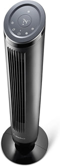Lasko Ascend Tower Fan with Remote, 36" Floor Fans for Home Bedroom, 29 ft/s Airflow, 90° Oscillation, Air Filter, Black, OST100