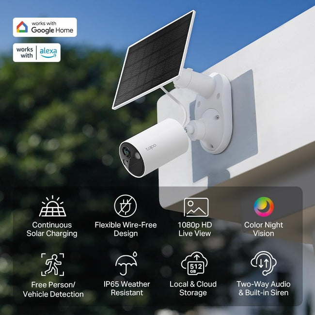 Tapo SolarCam 1080p Outdoor Wireless Security Camera - Battery Power with Solar, Person Detection, Subscription-Free Local Storage or Optional Cloud, Works with Alexa & Google Assistant, C402 KIT