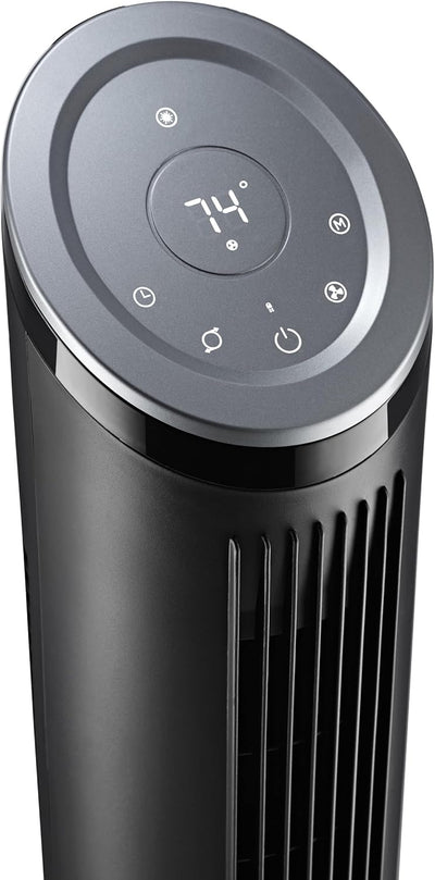 Lasko Ascend Tower Fan with Remote, 36" Floor Fans for Home Bedroom, 29 ft/s Airflow, 90° Oscillation, Air Filter, Black, OST100