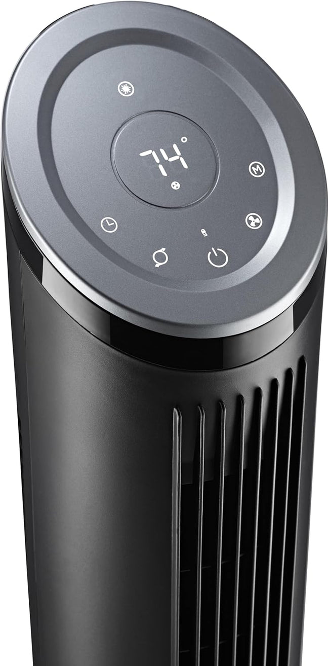 Lasko Ascend Tower Fan with Remote, 36" Floor Fans for Home Bedroom, 29 ft/s Airflow, 90° Oscillation, Air Filter, Black, OST100