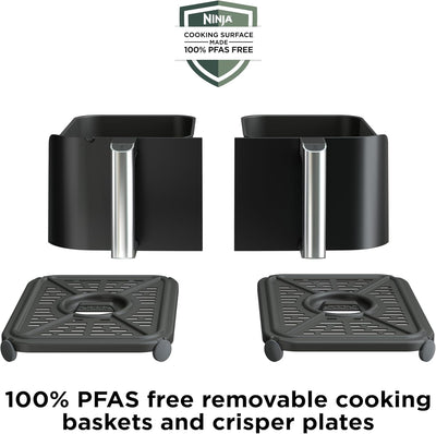 Ninja DZ550 Foodi 10 Quart 6-in-1 DualZone Smart XL Air Fryer with 2 Independent Baskets, Smart Cook Thermometer for Perfect Doneness, Match Cook & Smart Finish to Roast, Dehydrate & More, BLACK