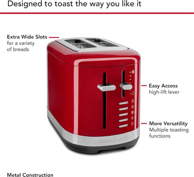 KitchenAid 2 Slice Automatic Toaster with Extra Wide Slots KMT2109ER, Empire Red