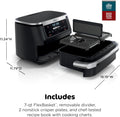 Ninja Foodi Air Fryer | 6-in-1 with 7-QT MegaZone & Basket Divider for Large Proteins & Full Meals | Cook 2 Foods at Once | 450° F | Air Fry, Roast, Broil, Dehydrate, Keep Warm & Bake | Black | DZ071