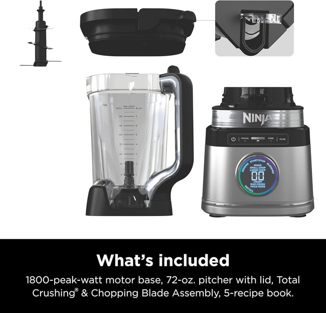 Ninja Blender | Best for Smoothies, Frozen Drinks, Shakes, Veggie Chopper & More | 72 oz. Full Size Pitcher | Blender for Kitchens |1800 Watt | Black | TB201