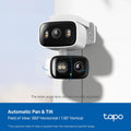 Tapo 2K Indoor/Outdoor Dual Lens Pan/Tilt Wired Security Camera - 125° Wide-Angle View + 6mm Zoom, Motion Track, Person/Vehicle Detection, Subscription-Free Local Storage or Optional Cloud, C246D