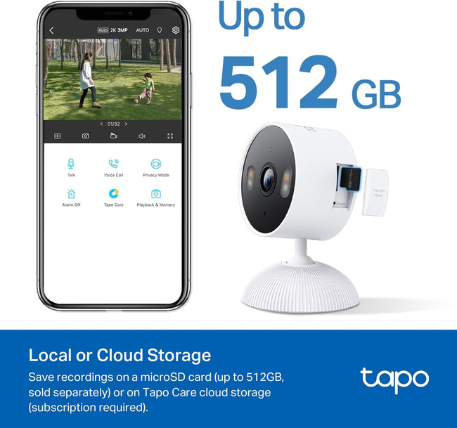 Tapo 2K Indoor/Outdoor Wired Security Camera - Works as a Baby Monitor & Pet Camera, Person/Motion/Baby Cry Detection, 2-Way Audio, Siren, Subscription-Free SD Storage or Optional Cloud, C113 (2-Pack)