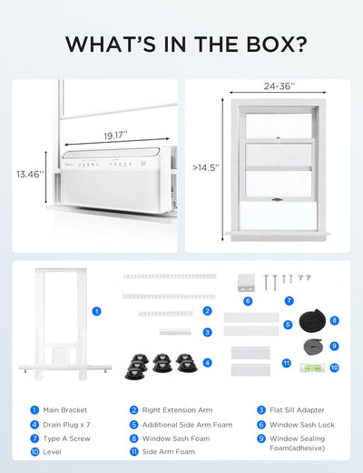 Midea 12,000 BTU U Shaped Smart Inverter Window Air Conditioner - Cools 550 Sq Ft, Ultra Quiet with Open Window Flexibility - Alexa/Google Assistant Compatible - 35% Energy Savings, Remote (Updated)