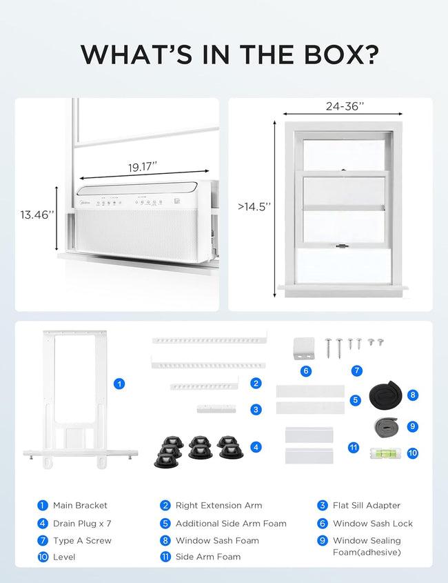 Midea 12,000 BTU U Shaped Smart Inverter Window Air Conditioner - Cools 550 Sq Ft, Ultra Quiet with Open Window Flexibility - Alexa/Google Assistant Compatible - 35% Energy Savings, Remote (Updated)
