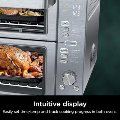 Ninja Air Fryer Toaster Oven Combo | Double Stack XL | 12-in-1 | Fits 4.5 lb Chicken & 6lbs of Wings | Smart Finish Cook 2 Different Meals at Same Time | Countertop Oven | Stainless Steel | DCT601