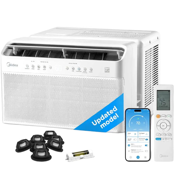 Midea 12,000 BTU U Shaped Smart Inverter Window Air Conditioner - Cools 550 Sq Ft, Ultra Quiet with Open Window Flexibility - Alexa/Google Assistant Compatible - 35% Energy Savings, Remote (Updated)