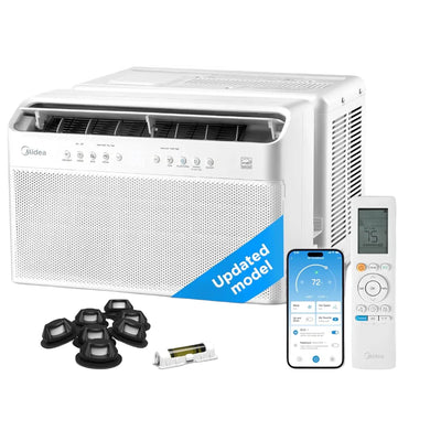 Midea 10,000 BTU U Shaped Smart Inverter Window Air Conditioner - Cools 450 Sq Ft, Ultra Quiet with Open Window Flexibility - Alexa/Google Assistant Compatible - 35% Energy Savings, Remote (Updated)