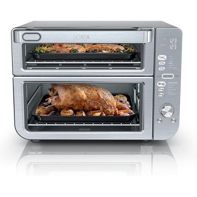Ninja Air Fryer Toaster Oven Combo | Double Stack XL | 12-in-1 | Fits 4.5 lb Chicken & 6lbs of Wings | Smart Finish Cook 2 Different Meals at Same Time | Countertop Oven | Stainless Steel | DCT601