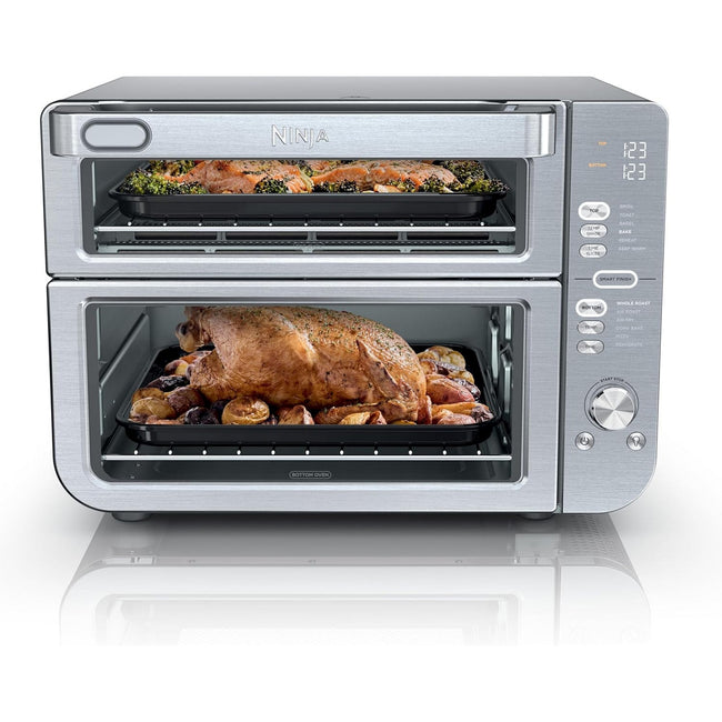 Ninja Air Fryer Toaster Oven Combo | Double Stack XL | 12-in-1 | Fits 4.5 lb Chicken & 6lbs of Wings | Smart Finish Cook 2 Different Meals at Same Time | Countertop Oven | Stainless Steel | DCT601