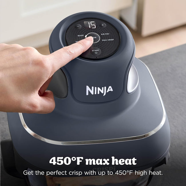 Ninja Crispi 4-in-1 Glass Air Fryer | 450°F | Non-Toxic | 4QT & 6-Cup Glass Containers w/Lids | Microwave, Freezer, Dishwasher Safe | Max Crisp, Air Fry, Bake, Recrisp | Cyberspace Gray, FN101GY