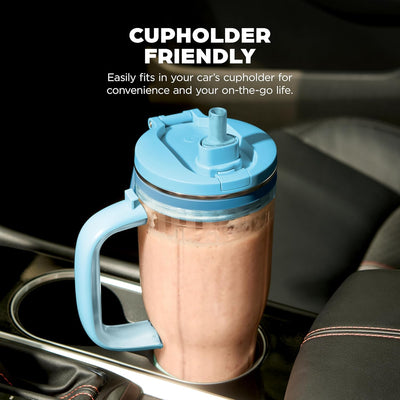 Ninja Blendboss™ | Personal Blender for Smoothies & Frozen Drinks | 26oz Travel Tumbler with LeakProof Lid, Chug Spout & Detachable Straw | Auto-iQ Technology | Blue Raspberry | DB351BL