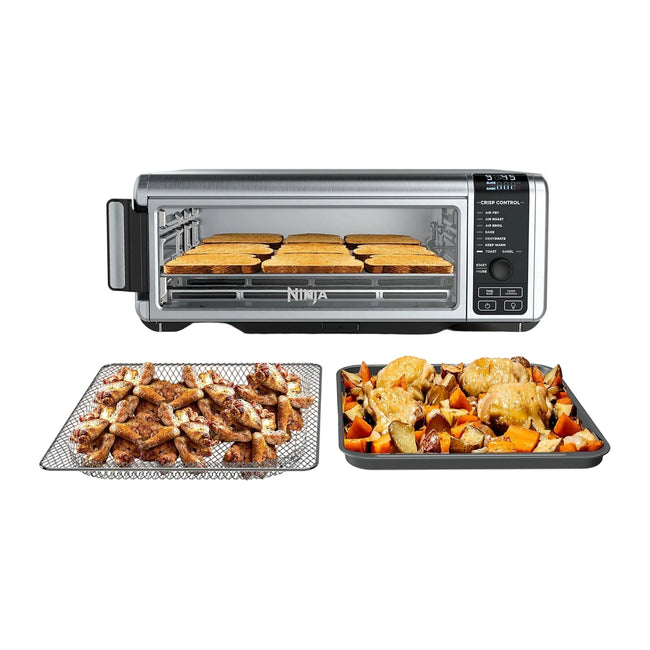 Ninja Digital Air Fryer & Toaster Oven | 8-in-1 Functionality | Flip-Up Design | XL Capacity | Air Fry Basket, Sheet Pan, Wire Rack & Crumb Tray | 1800 Watt | Silver | SP101