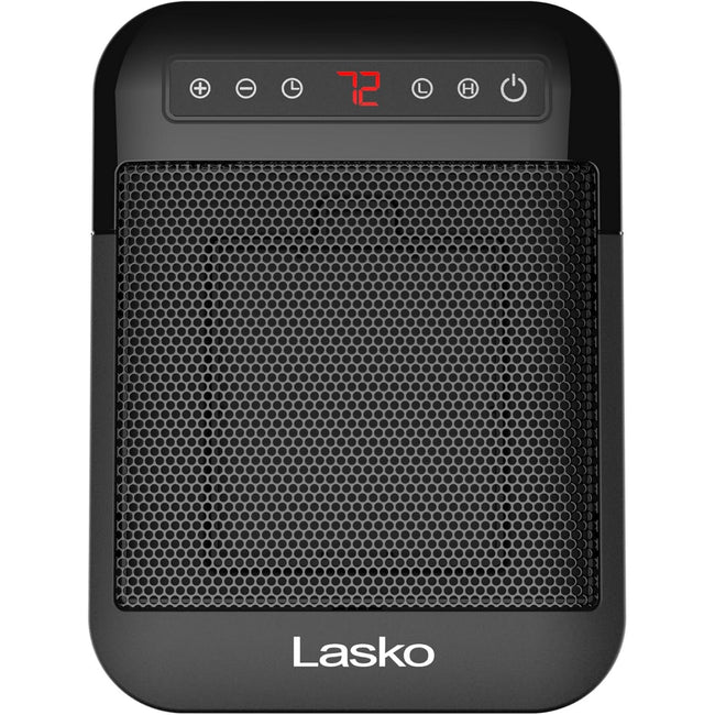 Lasko MyHeat Max Portable Ceramic Space Heater, Tip Over Switch, Overheat Protection, 2 Heat Settings, Adjustable Thermostat, Timer, for Indoor Use, Home, Office, 9 Inches, 1500W, Black, CD09101