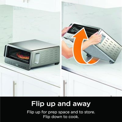 Ninja Air Fryer Toaster Oven Combo | 8-in-1 Functionality | Flip Up & Away for Storage Space | Air Fry Basket, Sheet Pan, Wire Rack & Removable Crumb Tray |1800 Watt | Stainless Steel | SP151