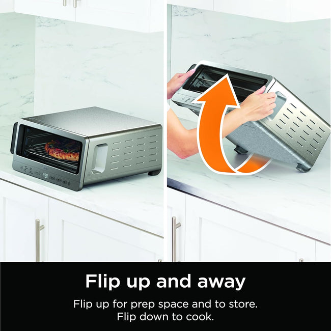 Ninja Air Fryer Toaster Oven Combo | 8-in-1 Functionality | Flip Up & Away for Storage Space | Air Fry Basket, Sheet Pan, Wire Rack & Removable Crumb Tray |1800 Watt | Stainless Steel | SP151