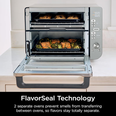 Ninja Air Fryer Toaster Oven Combo | Double Stack XL | 12-in-1 | Fits 4.5 lb Chicken & 6lbs of Wings | Smart Finish Cook 2 Different Meals at Same Time | Countertop Oven | Stainless Steel | DCT601