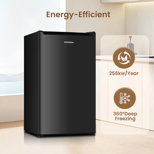 Bangson 2.1 Cu.ft Upright Freezer, Compact Mini Freezer with Reversible Black Door, Black