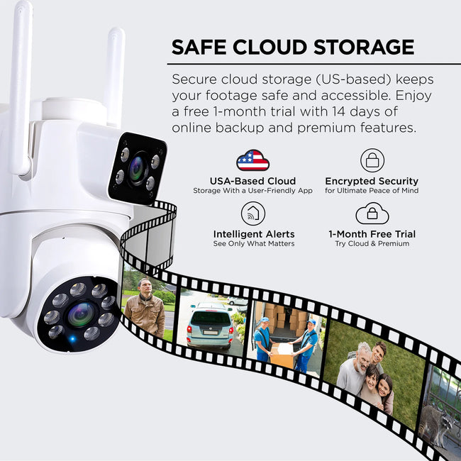 Merkury Smart Outdoor Camera 1080p - Dual Lens Pan-Tilt Security Cam, White (1-Pack)